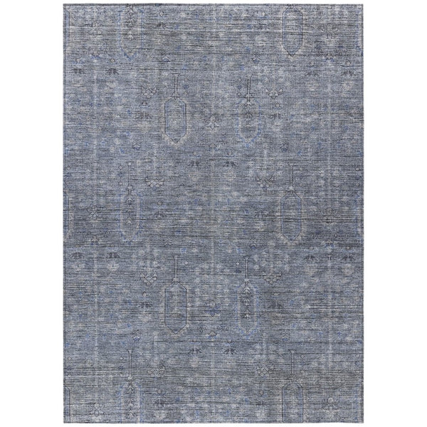HomeRoots 9' Navy Blue and Gray Southwestern Indoor Outdoor Area Rug - Durable, Stylish, and Washable Design 9' X 12' 587042