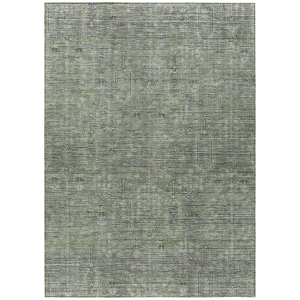 HomeRoots 5' Stylish Fern Green and Gray Southwestern Washable Area Rug for Indoor and Outdoor Use 10' X 14' 587049