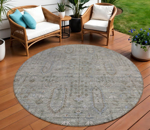 Homeroots 3' Brown And Beige Southwestern Area Rug - Stylish Washable Indoor Outdoor Design For Any Space 8' Round Polyester 587052