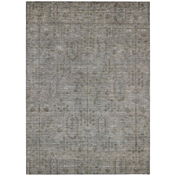 HomeRoots 5' Gray and Silver Southwestern Washable Area Rug for Indoor and Outdoor Spaces, Durable Design 8' X 10' 587053