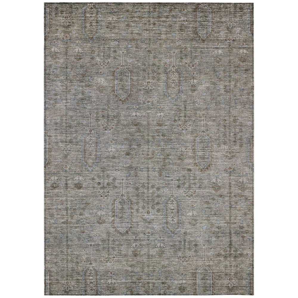 HomeRoots 5' Gray and Silver Southwestern Washable Area Rug for Indoor and Outdoor Spaces, Durable Design 10' X 14' 587055