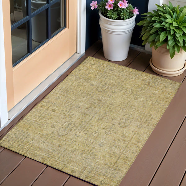 Homeroots 3' Brown And Beige Southwestern Area Rug - Stylish Washable Indoor Outdoor Design For Any Space 3' X 5' Polyester 587056