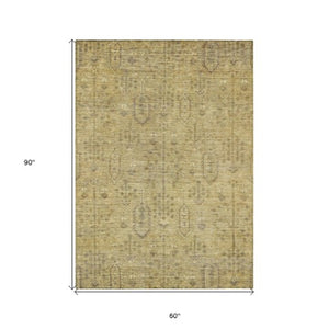 Homeroots 3' Brown And Beige Southwestern Area Rug - Stylish Washable Indoor Outdoor Design For Any Space 5' X 8' Polyester 587057