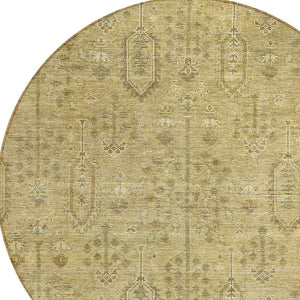 Homeroots 3' Brown And Beige Southwestern Area Rug - Stylish Washable Indoor Outdoor Design For Any Space 8' Round Polyester 587058