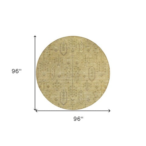 Homeroots 3' Brown And Beige Southwestern Area Rug - Stylish Washable Indoor Outdoor Design For Any Space 8' Round Polyester 587058