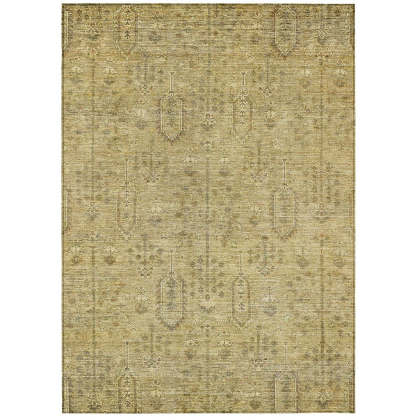 HomeRoots 5' Southwestern Area Rug in Gold and Taupe – Durable, Washable, Indoor/Outdoor Design for Any Space 8' X 10' 587059