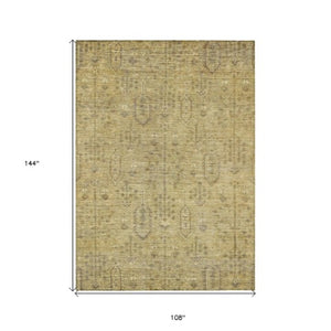Homeroots 3' Brown And Beige Southwestern Area Rug - Stylish Washable Indoor Outdoor Design For Any Space 9' X 12' Polyester 587060