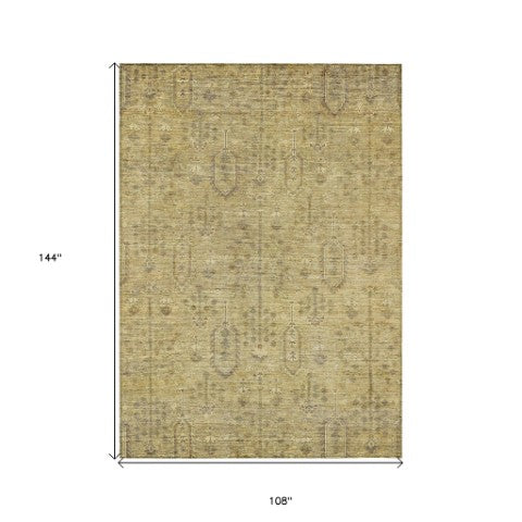 Homeroots 3' Brown And Beige Southwestern Area Rug - Stylish Washable Indoor Outdoor Design For Any Space 9' X 12' Polyester 587060