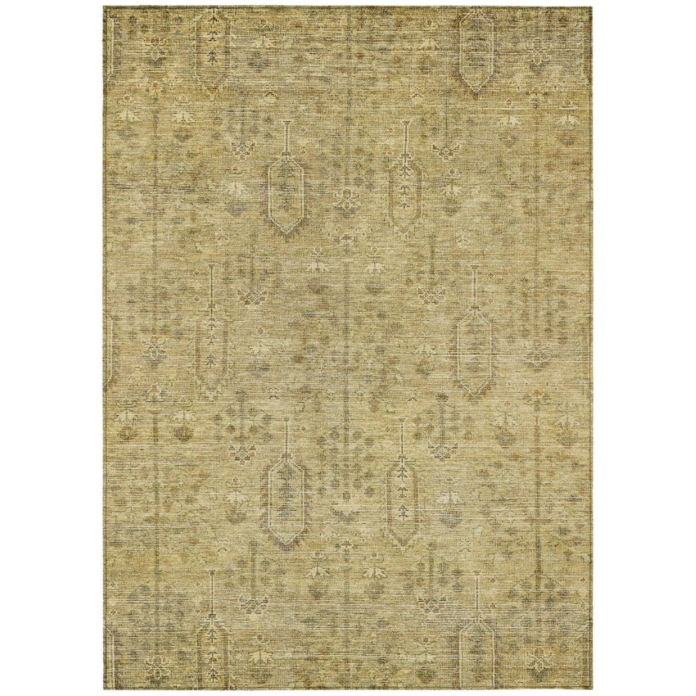 HomeRoots 9' Gold and Taupe Southwestern Indoor-Outdoor Area Rug – Durable, Washable, Stylish for Any Space 9' X 12' 587060