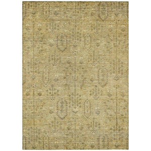 HomeRoots 5' Southwestern Area Rug in Gold and Taupe – Durable, Washable, Indoor/Outdoor Design for Any Space 10' X 14' 587061