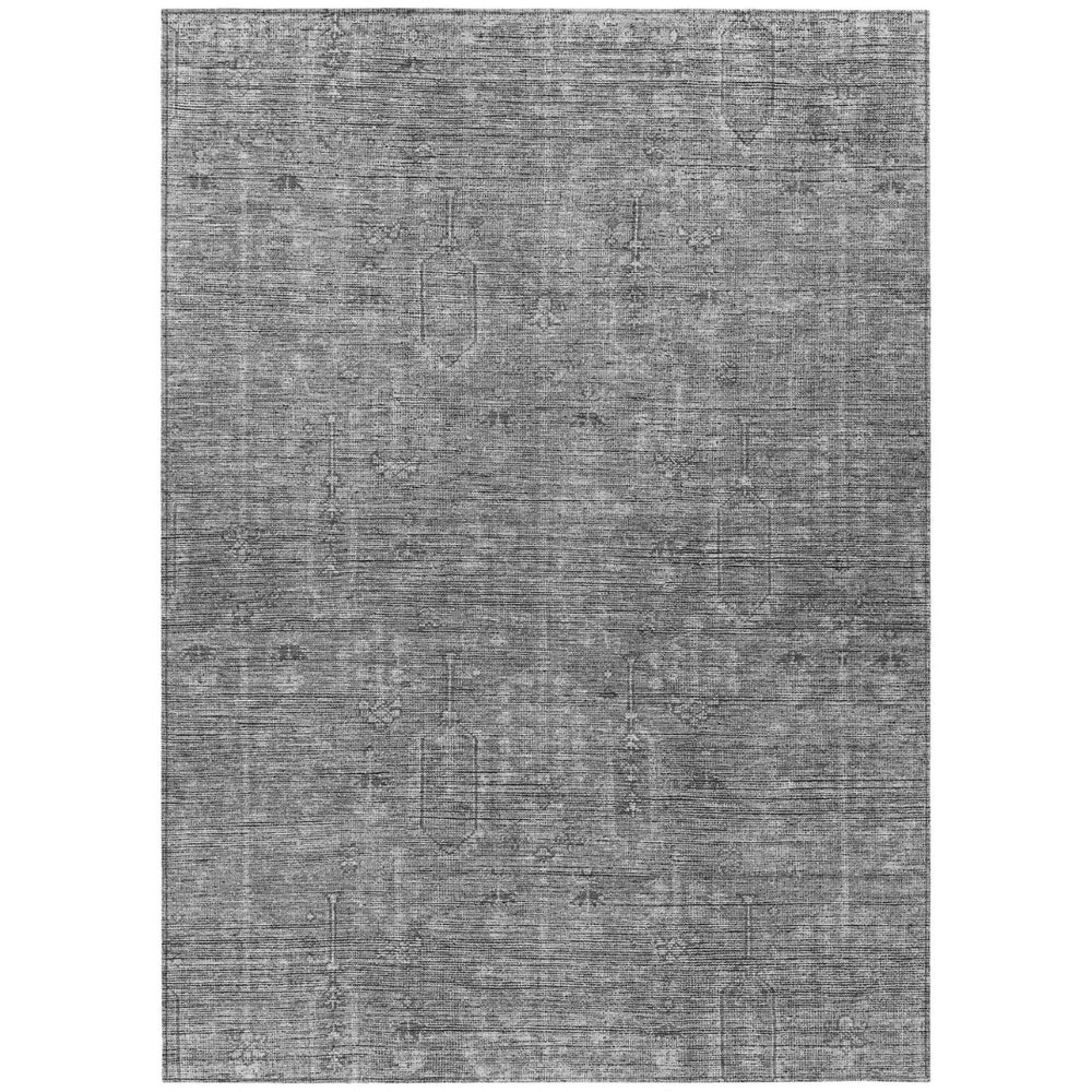 HomeRoots 9' Southwestern Washable Area Rug in Gray and Charcoal - Durable for Indoor & Outdoor Use, Easy Care 9' X 12' 587066