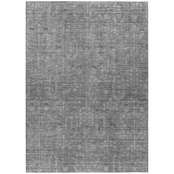 HomeRoots 5' Gray and Charcoal Southwestern Area Rug - Durable, Washable Design for Indoor and Outdoor Use 10' X 14' 587067