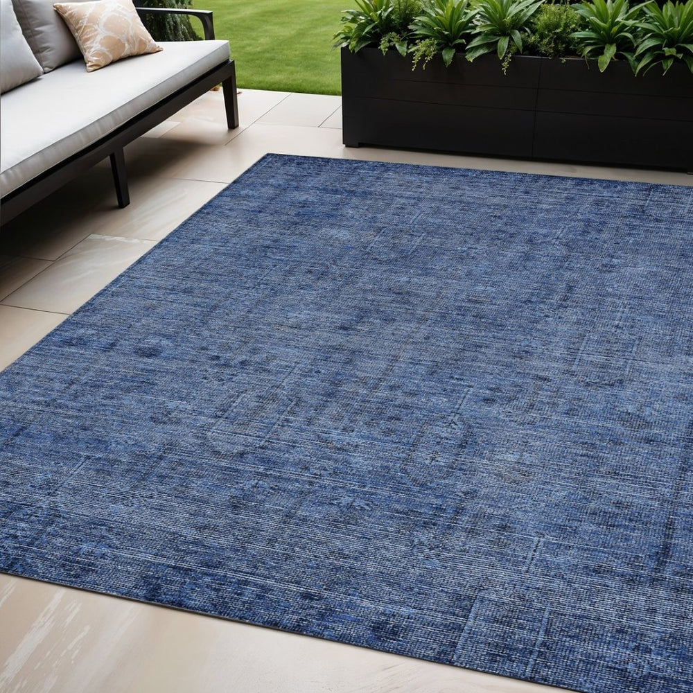 HomeRoots 5' Navy Blue Southwestern Indoor-Outdoor Area Rug - Durable, Washable, Stylish, and Versatile Design 5' X 8' 587069