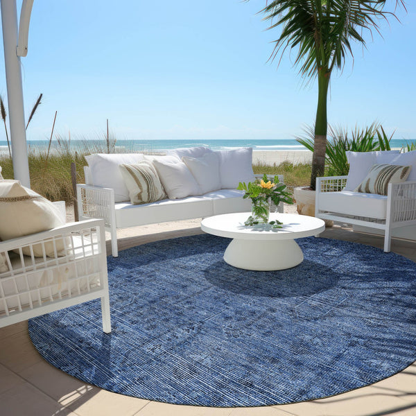 Homeroots 3' Brown And Beige Southwestern Area Rug - Stylish Washable Indoor Outdoor Design For Any Space 8' Round Polyester 587070