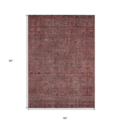 Homeroots 3' Brown And Beige Southwestern Area Rug - Stylish Washable Indoor Outdoor Design For Any Space 5' X 8' Polyester 587075