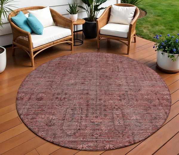 Homeroots 3' Brown And Beige Southwestern Area Rug - Stylish Washable Indoor Outdoor Design For Any Space 8' Round Polyester 587076