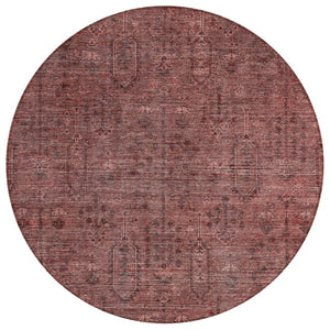 HomeRoots 5' Southwestern Indoor Outdoor Area Rug in Bold Orange & Copper, Durable & Washable for All Spaces 8' Round 587076