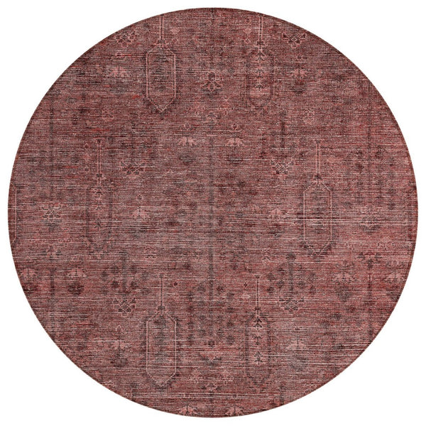 HomeRoots 5' Southwestern Indoor Outdoor Area Rug in Bold Orange & Copper, Durable & Washable for All Spaces 8' Round 587076