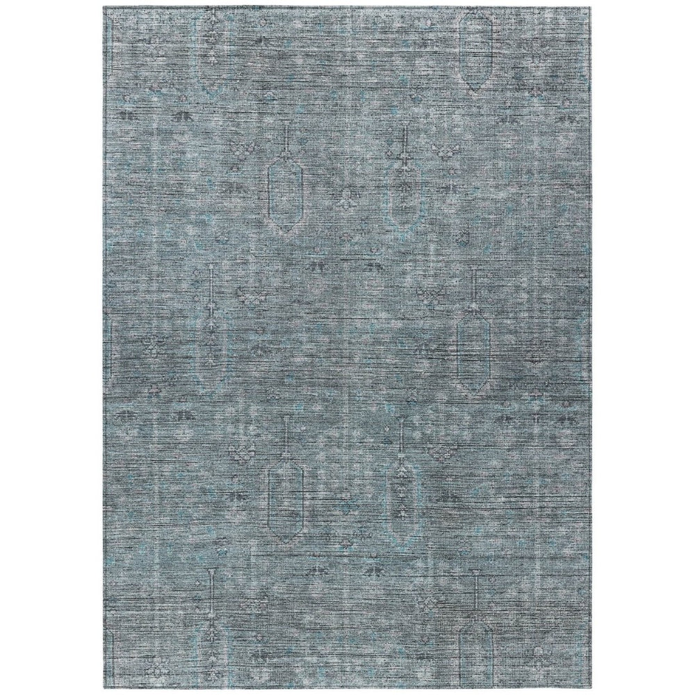 HomeRoots 5' Teal Blue and Gray Southwestern Area Rug - Durable, Washable, Stylish for Indoor and Outdoor Use 5' X 8' 587087