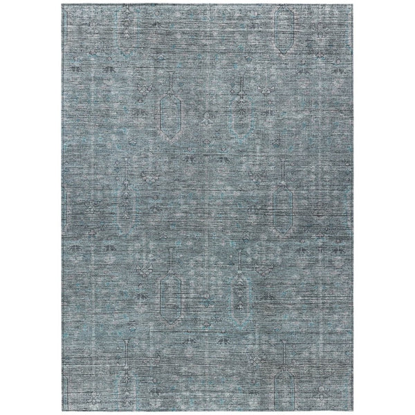 HomeRoots 5' Teal Blue and Gray Southwestern Area Rug - Durable, Washable, Stylish for Indoor and Outdoor Use 8' X 10' 587089