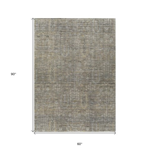 Homeroots 3' Brown And Beige Southwestern Area Rug - Stylish Washable Indoor Outdoor Design For Any Space 5' X 8' Polyester 587093