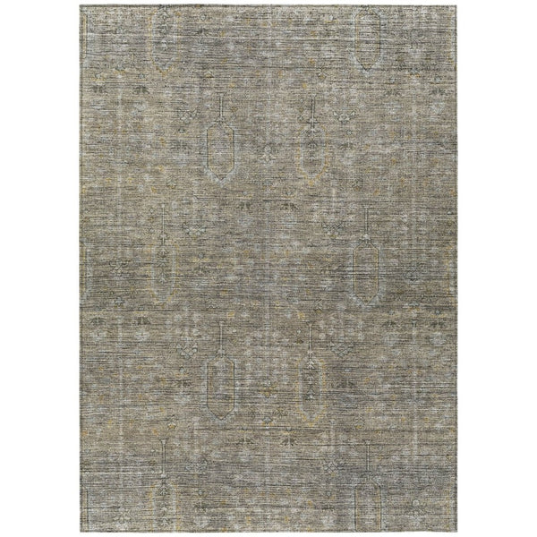 HomeRoots 5' Southwestern Area Rug in Taupe Gray and Beige - Durable, Washable for Indoor and Outdoor Spaces 5' X 8' 587093