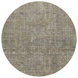 Homeroots 3' Brown And Beige Southwestern Area Rug - Stylish Washable Indoor Outdoor Design For Any Space 8' Round Polyester 587094