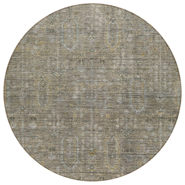 Homeroots 3' Brown And Beige Southwestern Area Rug - Stylish Washable Indoor Outdoor Design For Any Space 8' Round Polyester 587094
