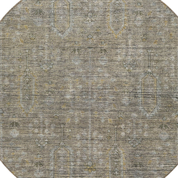 Homeroots 3' Brown And Beige Southwestern Area Rug - Stylish Washable Indoor Outdoor Design For Any Space 8' Round Polyester 587094