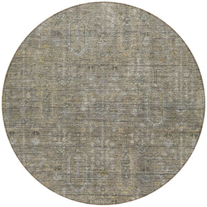 HomeRoots 5' Southwestern Area Rug in Taupe Gray and Beige - Durable, Washable for Indoor and Outdoor Spaces 8' Round 587094