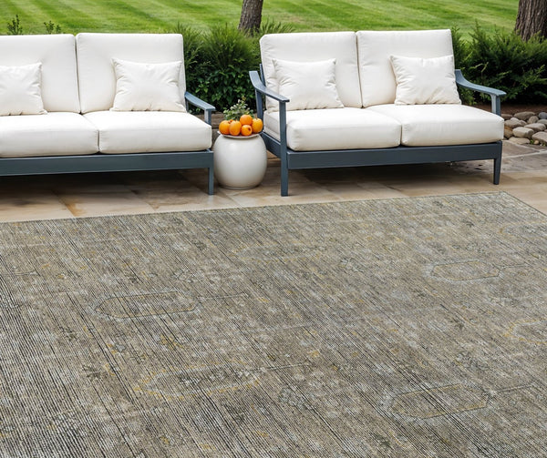 Homeroots 3' Brown And Beige Southwestern Area Rug - Stylish Washable Indoor Outdoor Design For Any Space 9' X 12' Polyester 587096