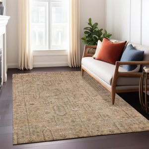 Homeroots 3' Brown And Beige Southwestern Area Rug - Stylish Washable Indoor Outdoor Design For Any Space 3' X 5' Polyester 587098
