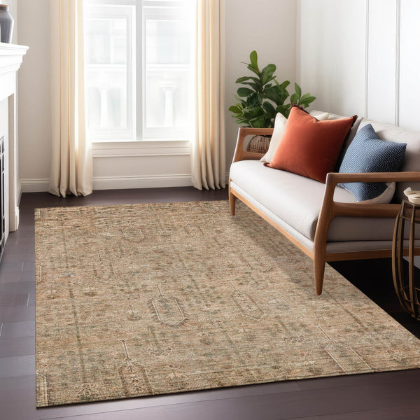 Homeroots 3' Brown And Beige Southwestern Area Rug - Stylish Washable Indoor Outdoor Design For Any Space 3' X 5' Polyester 587098