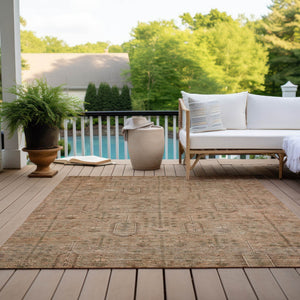 Homeroots 3' Brown And Beige Southwestern Area Rug - Stylish Washable Indoor Outdoor Design For Any Space 3' X 5' Polyester 587098