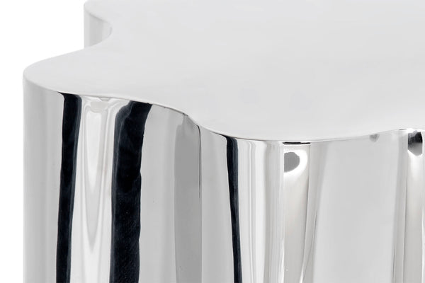 Sunpan Dahlia End Table - Elegant Floral Design with Curves to Elevate Your Living Space Aesthetic Stainless Steel