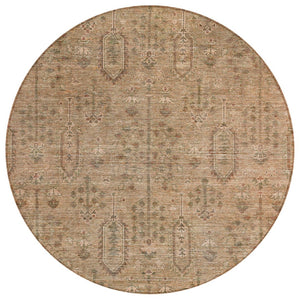 HomeRoots 5' Terra Cotta and Copper Southwestern Area Rug – Durable, Washable Design for Indoor/Outdoor Spaces 8' Round 587100