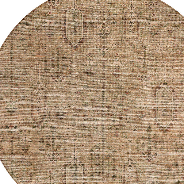 Homeroots 3' Brown And Beige Southwestern Area Rug - Stylish Washable Indoor Outdoor Design For Any Space 8' Round Polyester 587100