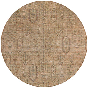 Homeroots 3' Brown And Beige Southwestern Area Rug - Stylish Washable Indoor Outdoor Design For Any Space 8' Round Polyester 587100
