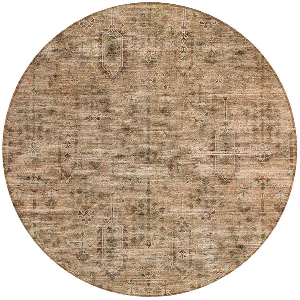Homeroots 3' Brown And Beige Southwestern Area Rug - Stylish Washable Indoor Outdoor Design For Any Space 8' Round Polyester 587100