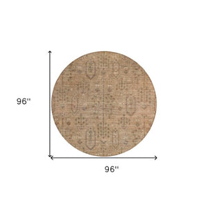 Homeroots 3' Brown And Beige Southwestern Area Rug - Stylish Washable Indoor Outdoor Design For Any Space 8' Round Polyester 587100