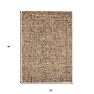 Homeroots 3' Brown And Beige Southwestern Area Rug - Stylish Washable Indoor Outdoor Design For Any Space 9' X 12' Polyester 587102
