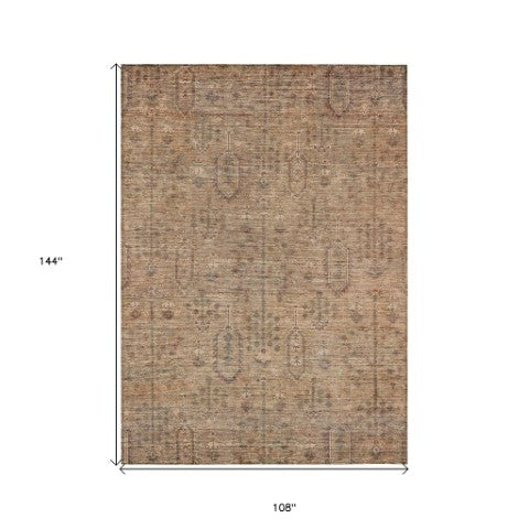 Homeroots 3' Brown And Beige Southwestern Area Rug - Stylish Washable Indoor Outdoor Design For Any Space 9' X 12' Polyester 587102