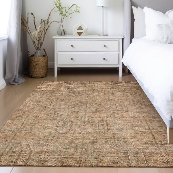 Homeroots 3' Brown And Beige Southwestern Area Rug - Stylish Washable Indoor Outdoor Design For Any Space 9' X 12' Polyester 587102