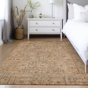 Homeroots 3' Brown And Beige Southwestern Area Rug - Stylish Washable Indoor Outdoor Design For Any Space 10' X 14' Polyester 587103