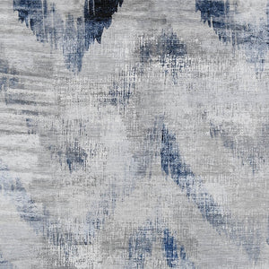 Homeroots 3'' Gray Silver And Blue Abstract Washable Area Rug For Indoor And Outdoor Spaces, Stain Resistant 8' X 10' Polyester 587107