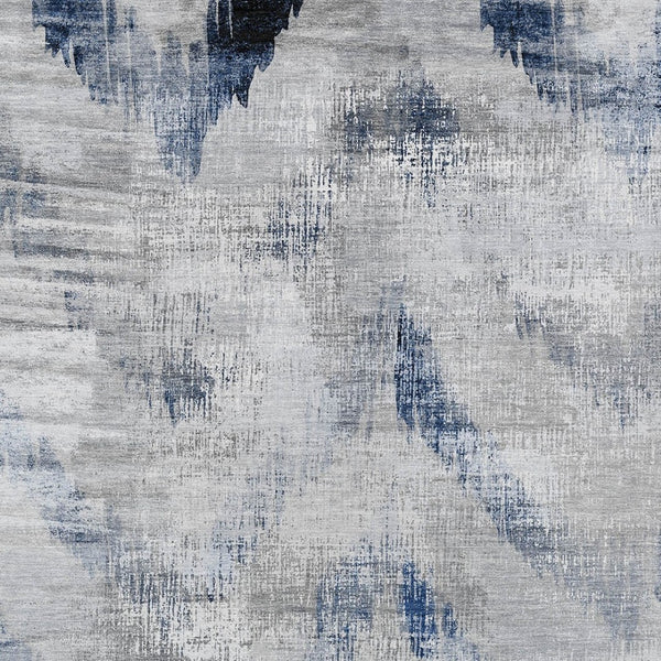 Homeroots 3'' Gray Silver And Blue Abstract Washable Area Rug For Indoor And Outdoor Spaces, Stain Resistant 8' X 10' Polyester 587107