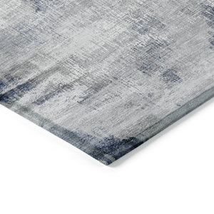 Homeroots 3'' Gray Silver And Blue Abstract Washable Area Rug For Indoor And Outdoor Spaces, Stain Resistant 10' X 14' Polyester 587109