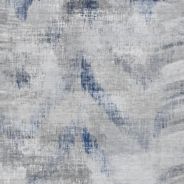 Homeroots 3'' Gray Silver And Blue Abstract Washable Area Rug For Indoor And Outdoor Spaces, Stain Resistant 10' X 14' Polyester 587109