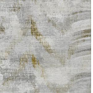 Homeroots 3'' Gray Silver And Blue Abstract Washable Area Rug For Indoor And Outdoor Spaces, Stain Resistant 3' X 5' Polyester 587110
