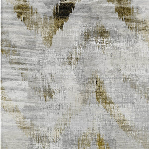 Homeroots 3'' Gray Silver And Blue Abstract Washable Area Rug For Indoor And Outdoor Spaces, Stain Resistant 5' X 8' Polyester 587111